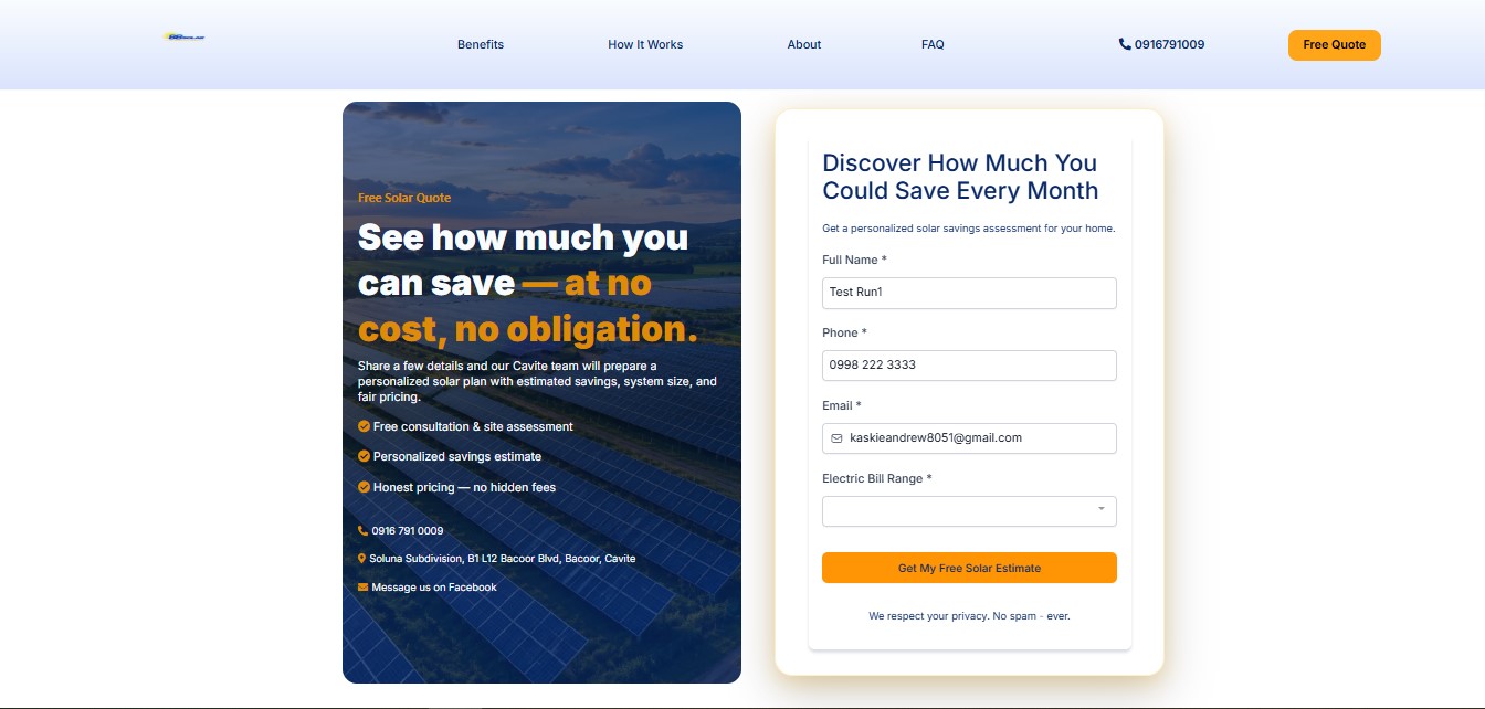 Landing Page - Lead Capture Form